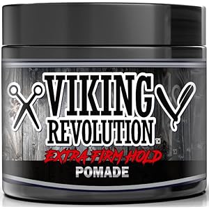 Viking Revolution Extreme Hold Pomade for Men – Style & Finish Your Hair – Extra Firm,Strong Hold & High Shine for Men’s Styling Support – Water Based Male Grooming Product is Easy to Wash Out, 4oz