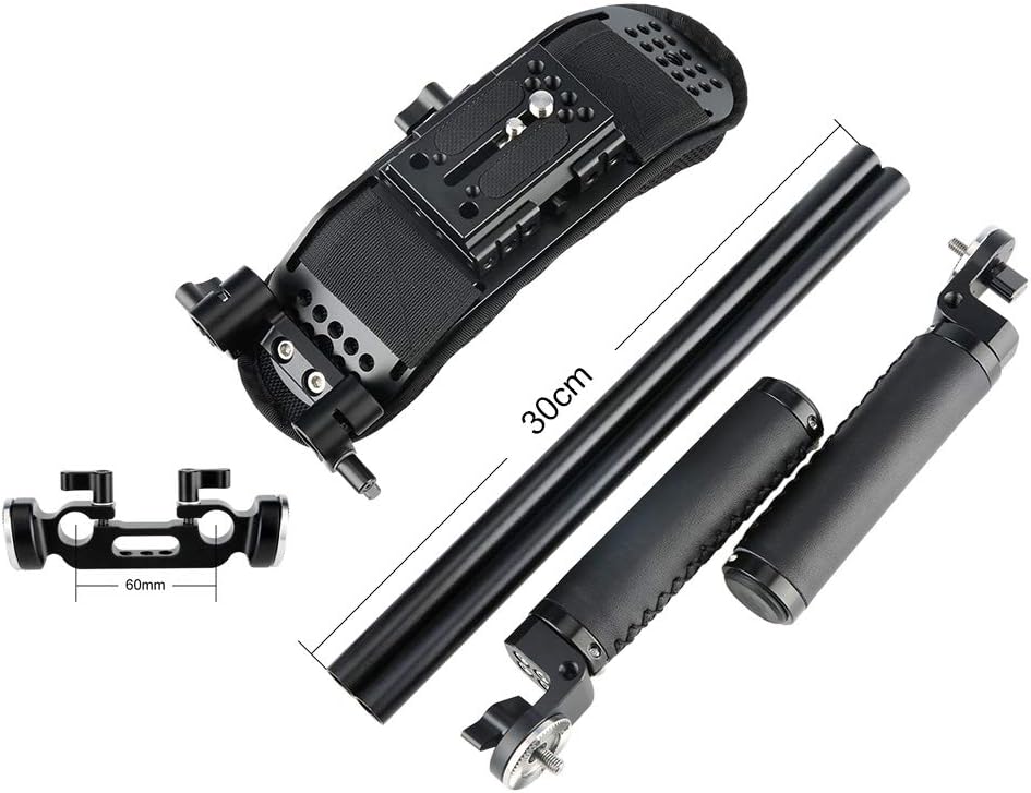 Tесh Dеаlѕ 🔥 NICEYRIG 15mm Shoulder Rig Rail Support System Kit with 15mm Rosette Bracket, Leather Rosette Handles and QR Baseplate for DSLR Video Run-and-Gun Steady Shooting