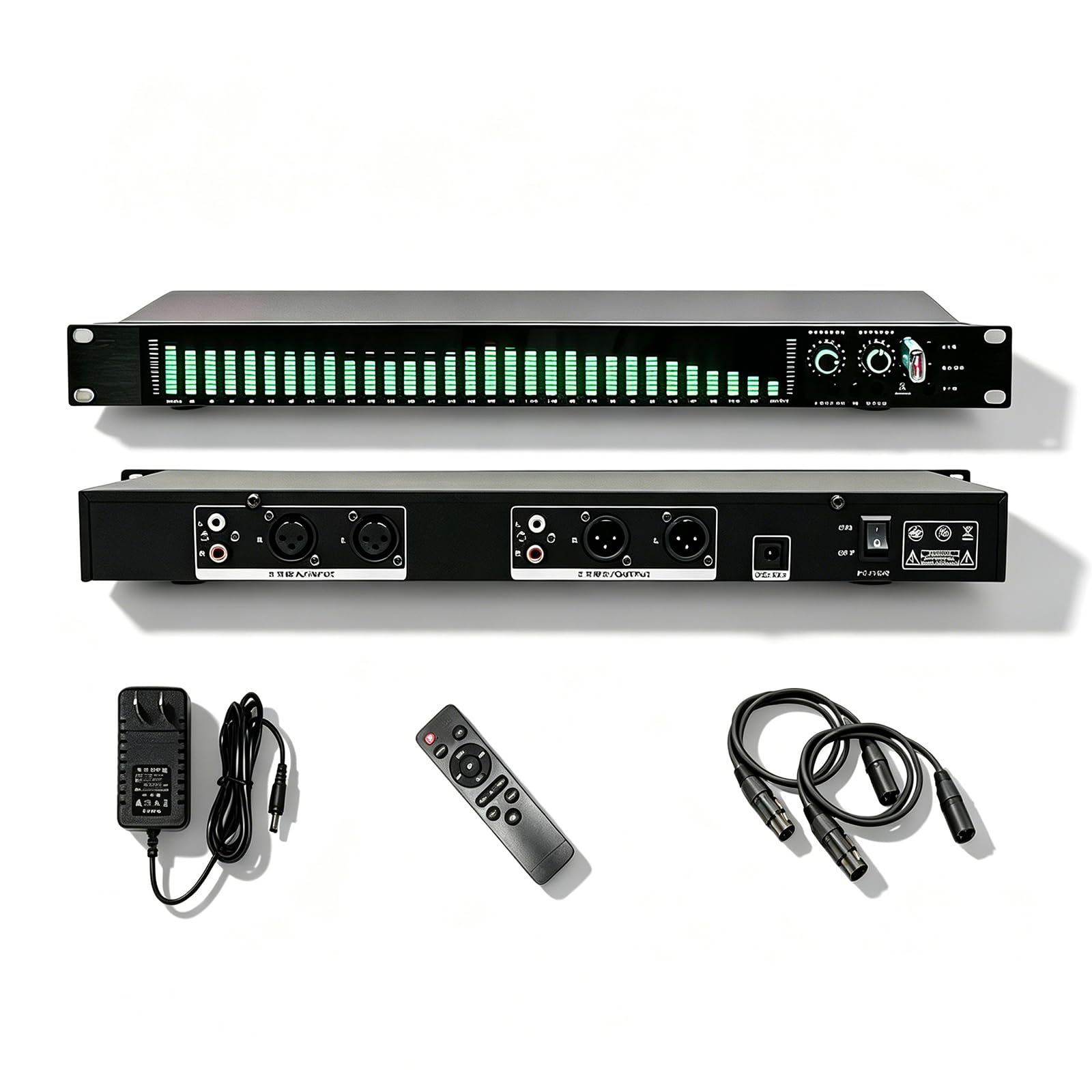 Equalizzatore Digitale a 31 Bande, Equalizzatore Audio Grafico Stereo, con 21 Effetti Preimpostati, Regolazione Bassi/Medi/acuti, Riduzione Automatica del Rumore, Montaggio a Rack 1U