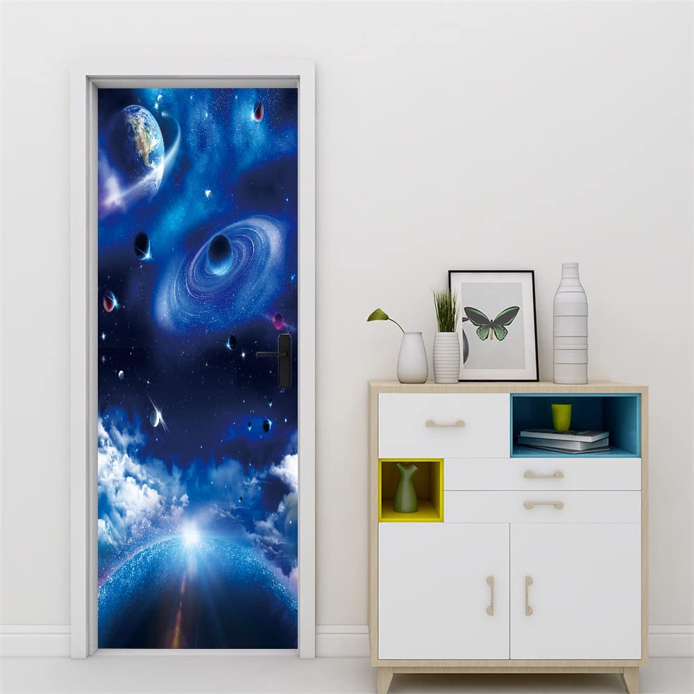 Papier peint porte 3D adhésif 83x204 cm effet trompe l'oeil
