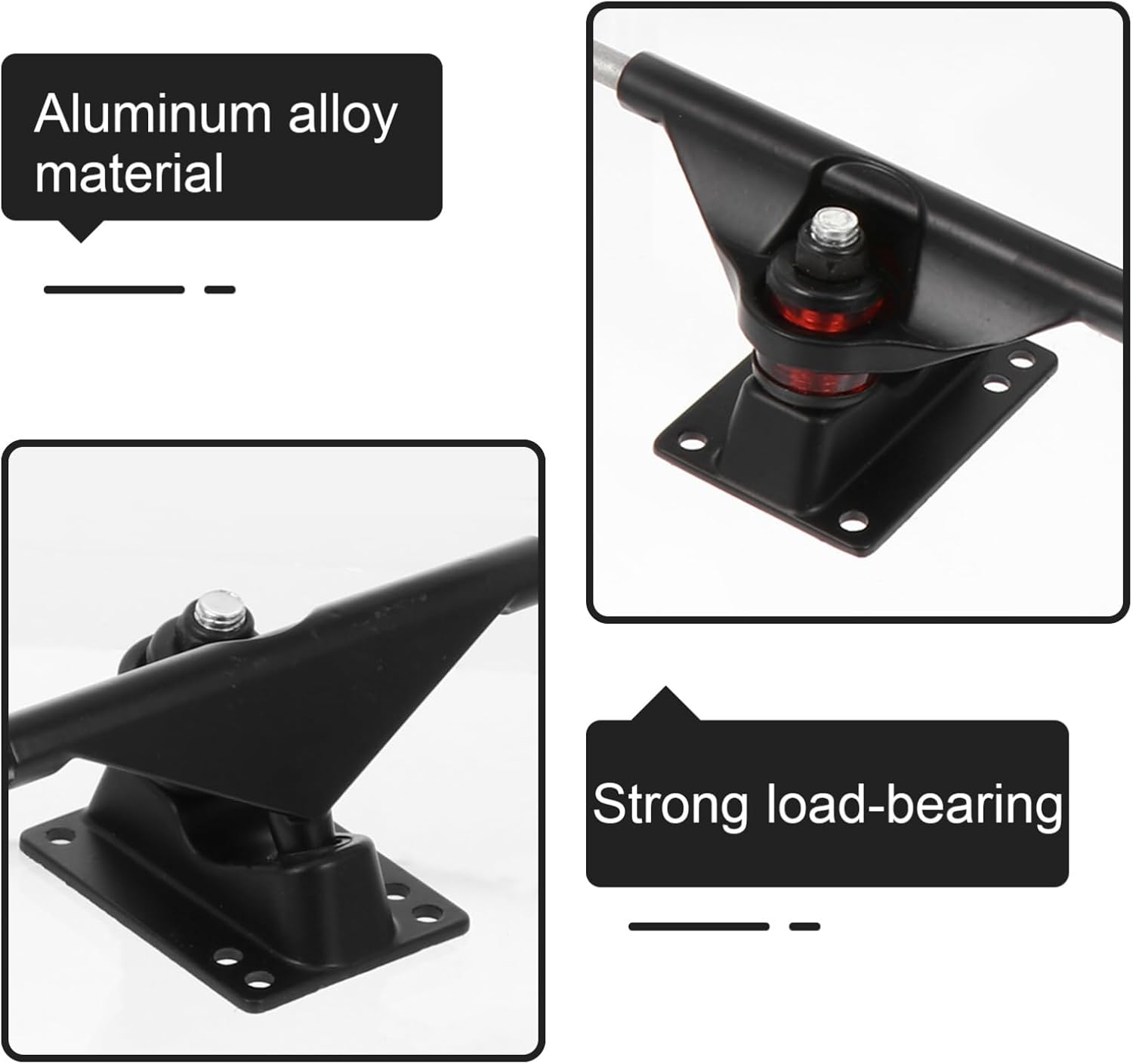 Happyyami 1set Double Tilt Skateboard Bridge Kit Sturdy Pu Wheels Bearings Bracket for All Skateboard Types Random Style
