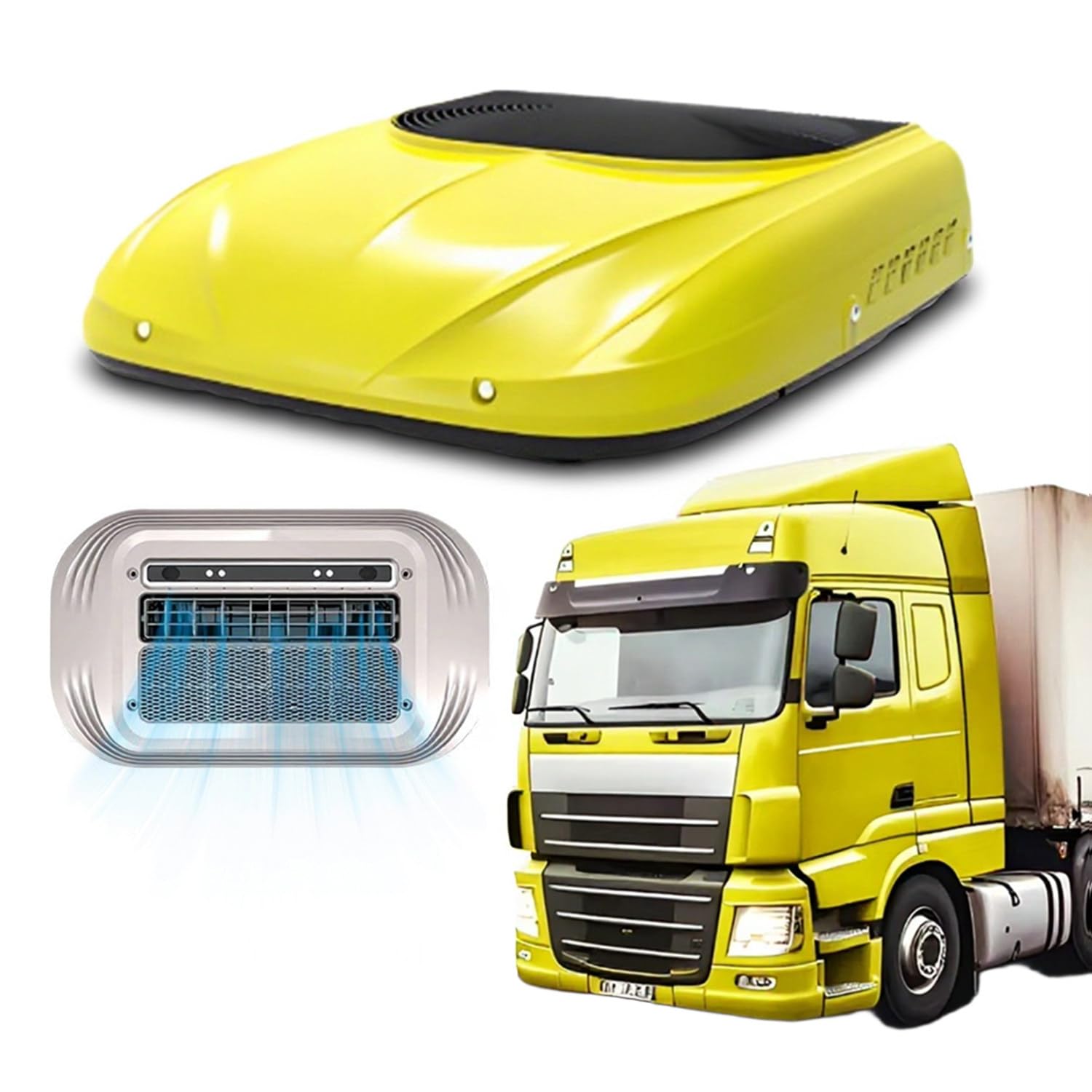 Klimatyzator dachowy do kampera, 12 V, 24 V, ulepszony z wyświetlaczem temperatury, moc chłodzenia 2000 W, przepływ powietrza 350 m³/h 360° do szybkiego chłodzenia w pojazdach