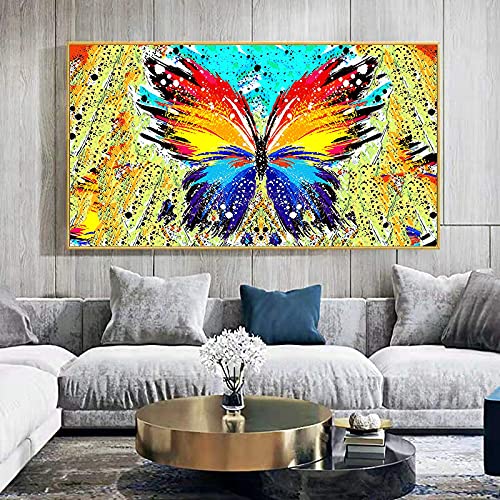 Tableau papillon coloré art abstrait impression sur toile 65x110cm - 2