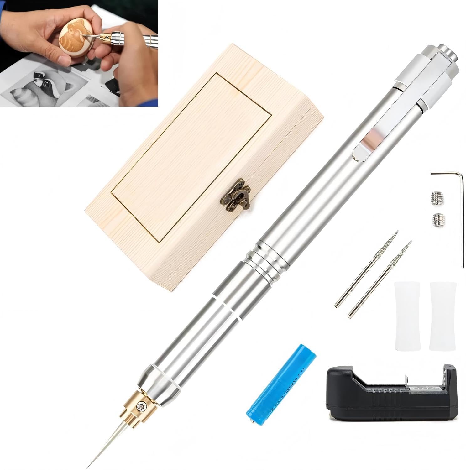 KASTWAVE Electric Engraving Pen, Mini Cordless Precision Carving Tool, Rechargeable Engraver Machine, 35000 rpm for Metal, Jewelry, Wood, Glass, Stone, Plastic