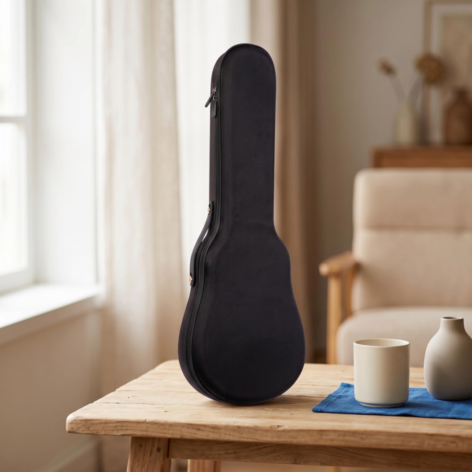 harayaa Custodia Protettiva Ukulele Borsa Rigida Custodia Sagomata Astuccio Zippato in Schiuma EVA Profilo Modellato con Manico Laterale Adatta a Scuole di, Array, Cachi