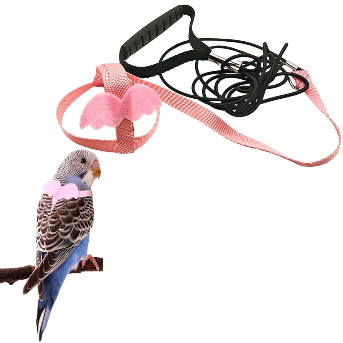 Pet Parrot Bird Harness and Leash, Adjustable Training Design Anti-Bite, Bird Nylon Rope with Cute Wing for Parrots, Suitable for Macaw Cockatoo