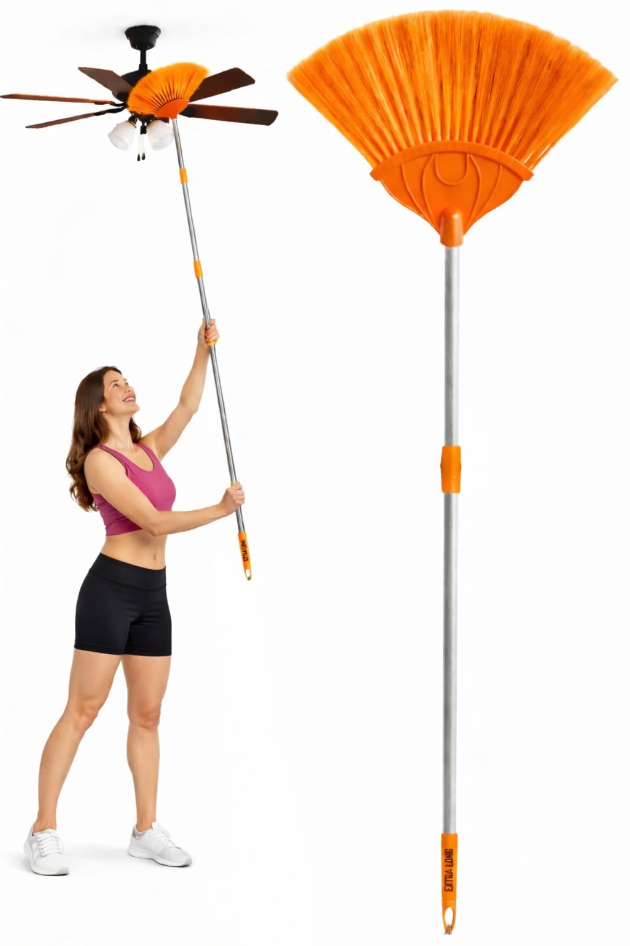 Web Cleaning Tool for Home 140 CM Extra Long | Adjustable Stainless Steel Rod | Spider Web Remover | Cobweb Cleaner Stick for Roof Corner, Wall Edge & Fan 1 pic (Multicolor)-image-11