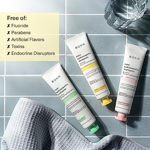 Boka Natural Toothpaste, Fluoride Free - Nano Hydroxyapatite For Remineralizing, Sensitive Teeth, & Whitening - Dentist Recommended For Adult, Kids Oral Care - Lemon Lavender, 4Oz 1 Pack - Made In Usa #TOP5