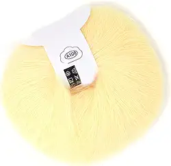 Fio de lã angorá de tricô macio popular para ele fio de lã longo DIY cachecol suprimentos de linha de crochê (com um crochê) (02 amarelo ganso)