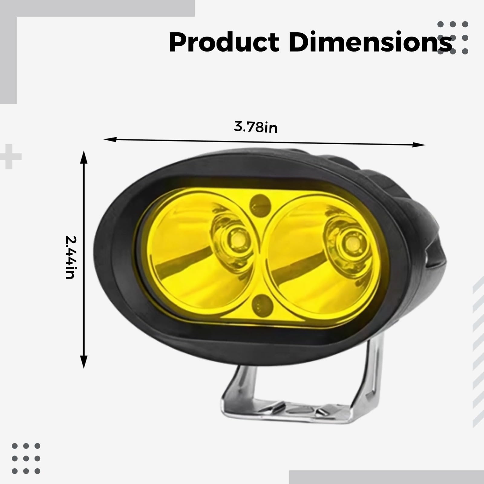 E-Bike-Scheinwerfer, Doppellinsen-Design mit Hochleistungs-LED, gelbes Licht, Starke und schwache Stroboskopmodi, Aluminiumgehäuse, Lenkerschalter und Montageset, für die meisten Roller