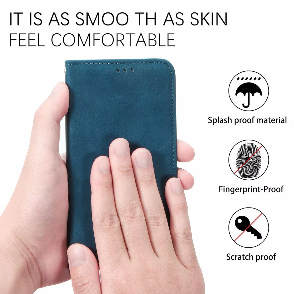 UPLAI Skórzany pokrowiec do Motorola Moto G86 Power, odporny na wstrząsy magnetyczny arkusz etui z przegródkami na karty, premia PU w dotyku jedwabisty portfel Case. Niebieski