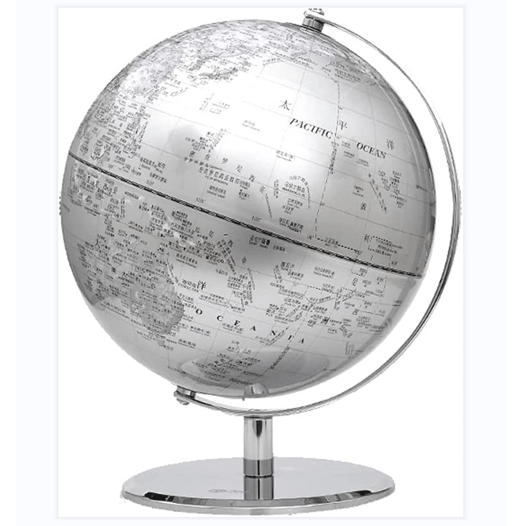 Globe, with Chrome Metal Base and Hd Map Clear Text Marking(25cm Light)