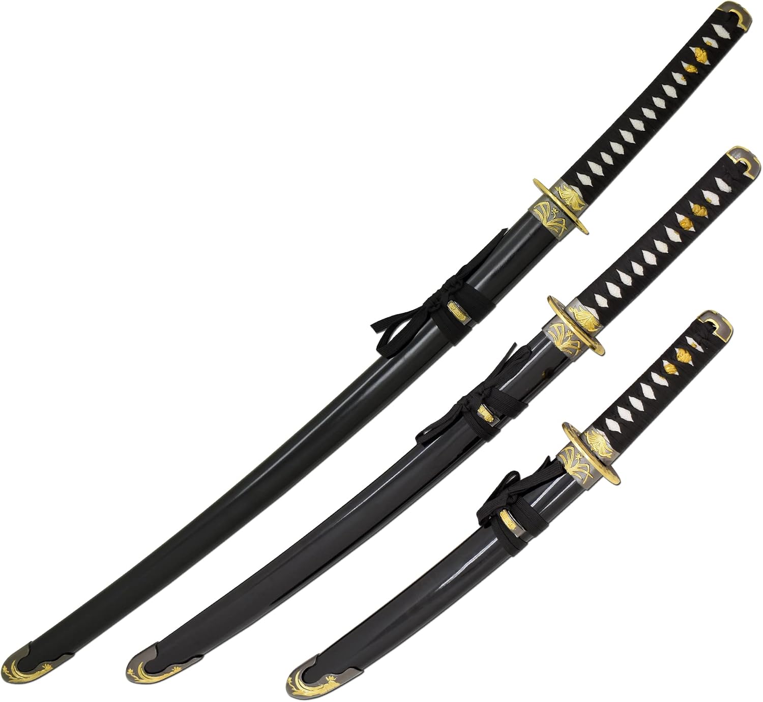 Snake Eye Tactical Highlander Dragon Design Handle Samurai Katana Triple Sword Set w/Sword Stand