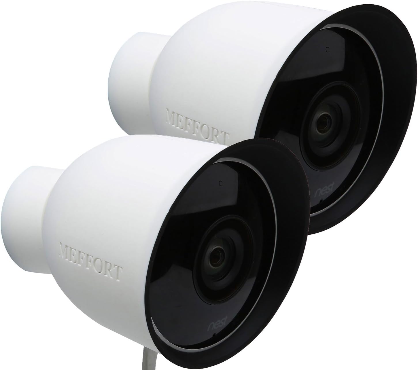 Silicone Skin Case Cover with Dual Layer Sunshade Design (Clear Night Vision) for Nest Cam Outdoor Wired (1st Generation), Offer Sun Glare UV Weather Protection & Disguise Camera - 2 Pack. White