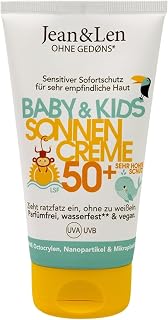 Jean & Len Sensitiv solkräm Baby & Barn SPF 50+, vegan, 100 ml | Perfume-free, waterproof, for sensitive children's skin from 6 months, without Octocrylen & fragrances