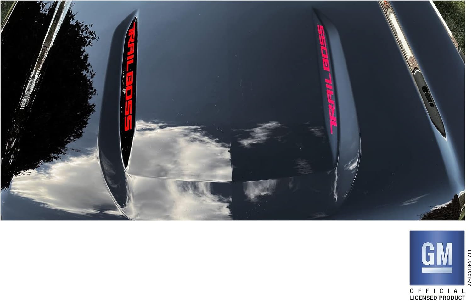 Chevy Silverado Red Trail Boss Hood Lettering Decals 2019-2026 Set of 2 GM Licensed