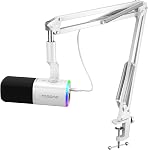 MAONO Microphone de jeu dynamique avec bras de boom: XLR/USB Microphone Podcast avec logiciel, bouton Mute, contrôle de gain, RGB PC Mic pour le streaming, l'enregistrement, PS4/PS5, YouTube Création de contenu PD100XS