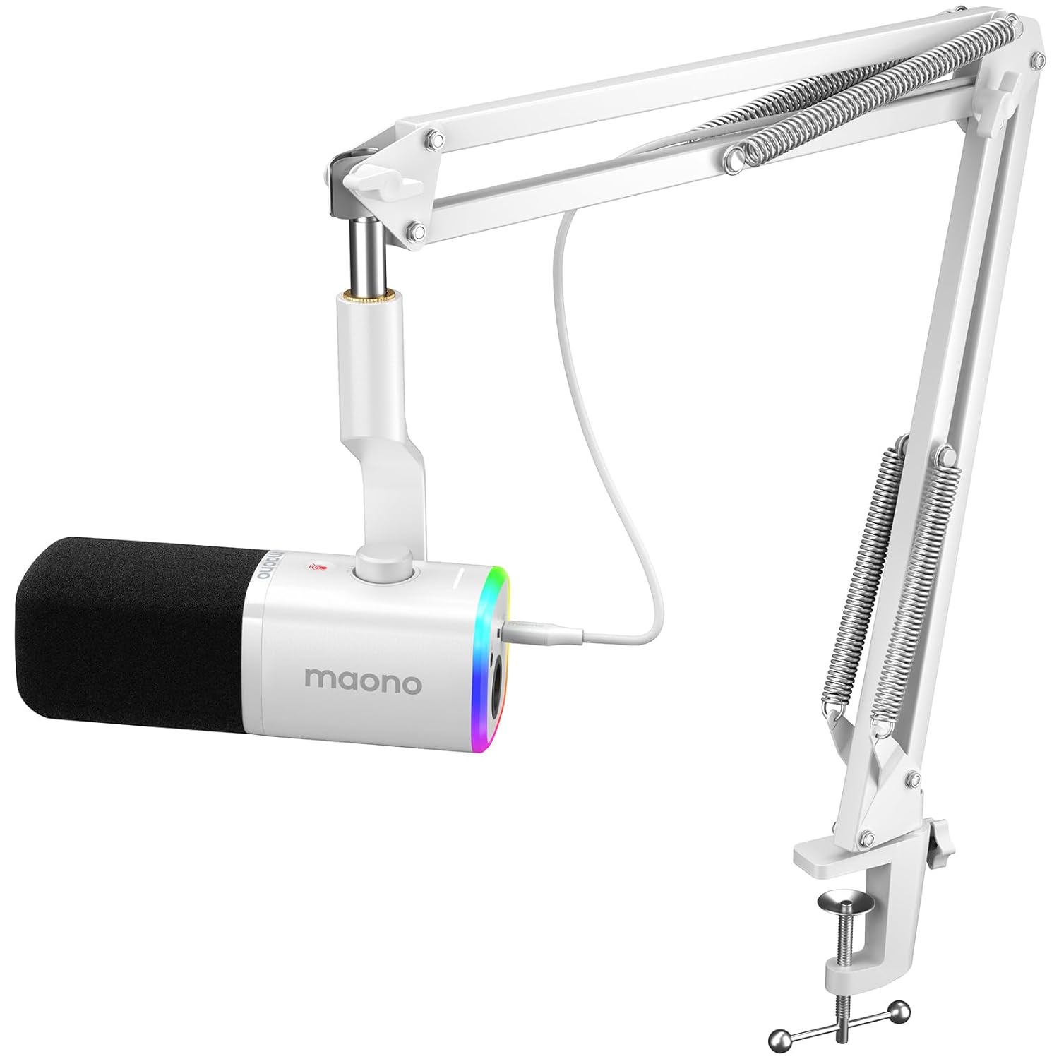 MAONO Dynamic Gaming Microphone: USB/XLR Podcast Mic with Boom Arm, Software, PC Mic for Gamer- Podcast Setup for Streaming, Recording Studio, YouTube Content Creation Online Chat-PD100XS (White)