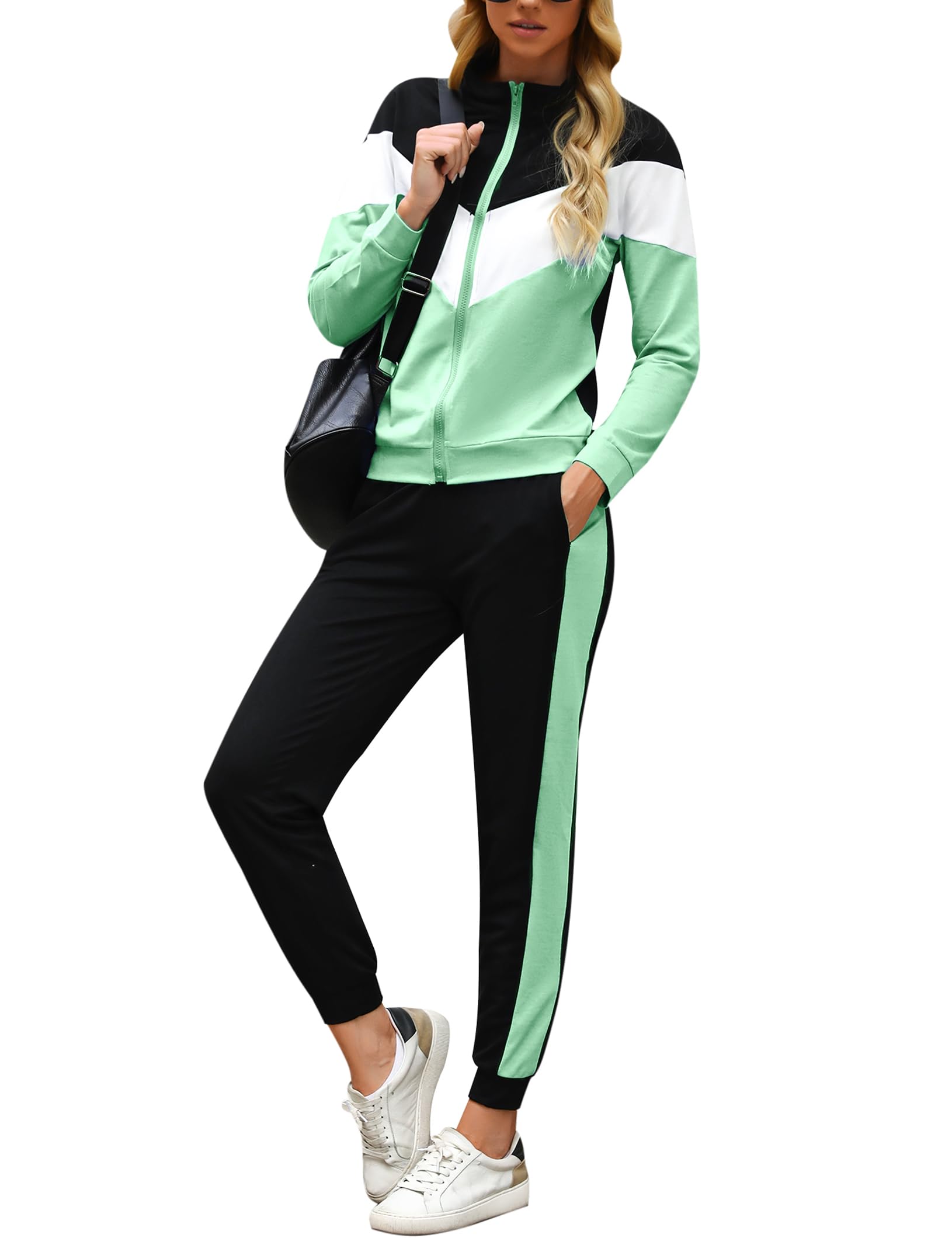 Marvmys Women's Tracksuit Set 2 Piece Sweatsuit Outfits Long Sleeve Zip Up Lounge Jogger Set with Pocket
