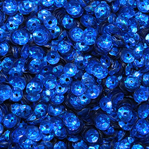 6mm Cup Sequins Royal Blue Hologram Glitter Sparkle Metallic Medium Hole Made in USA