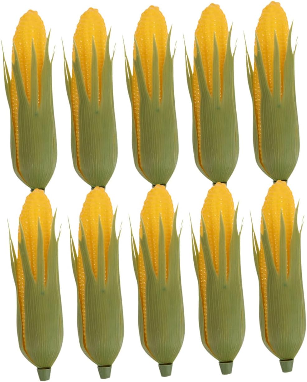 jojofuny 10pcs Artificial Corn Model Simulation Sweet Corn Vegetable Prop for Kitchen Photography Home Decoration Green Husk Design