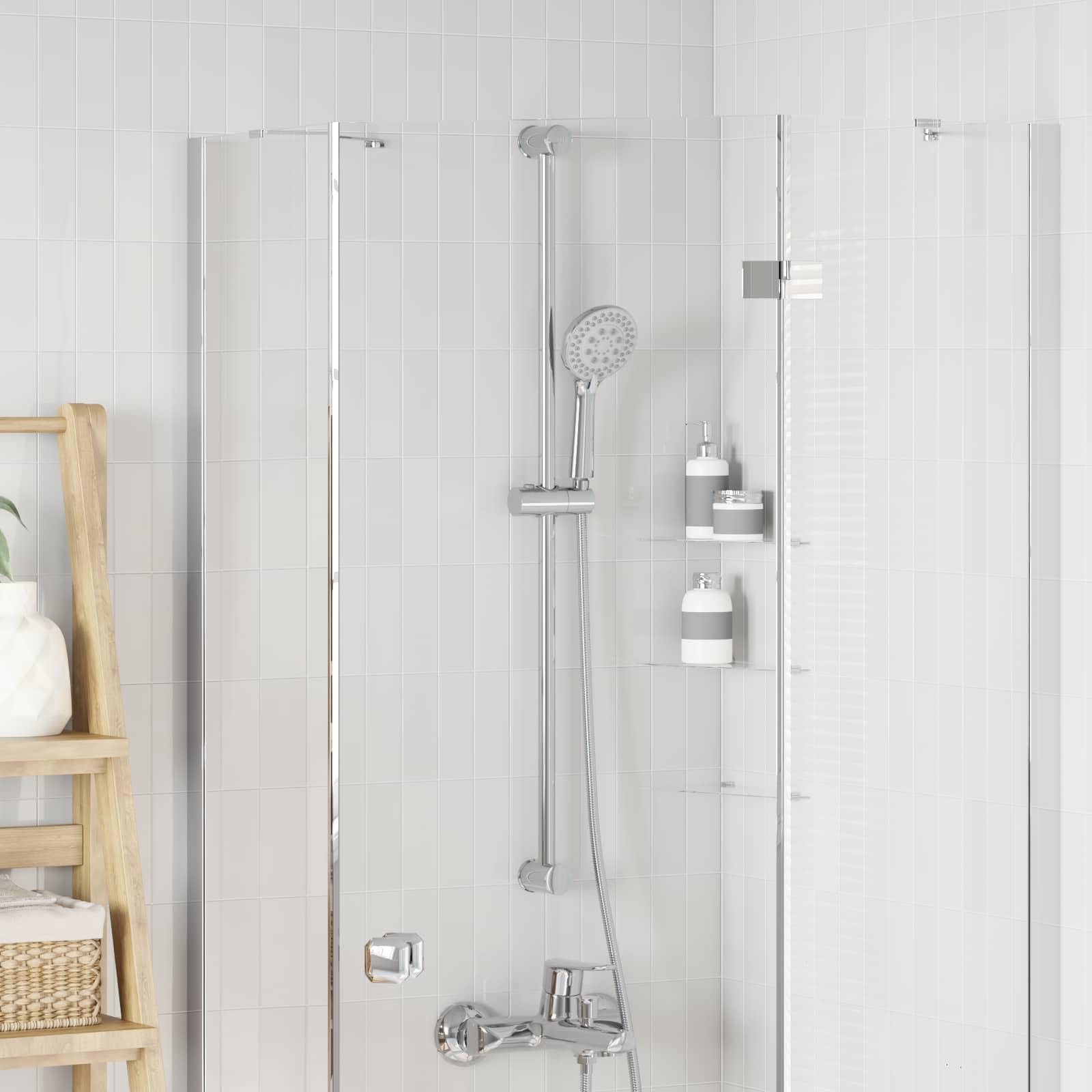 Soporte para alcachofa de ducha de acero inoxidable cromado de 101 cm con rotación de 360 grados y altura ajustable, giratorio para montaje en pared, antideslizante, adecuado para brazo de