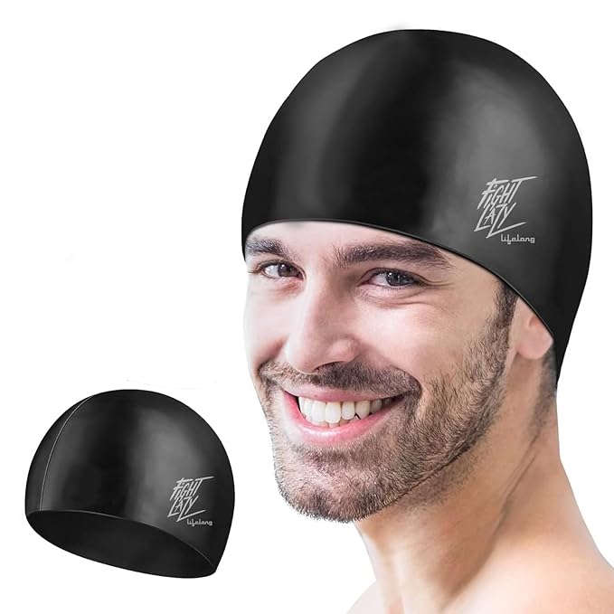 Lifelong Swimming Cap for Men & Women- Swim Hair Caps for Short Hair - Waterproof Head Cover Cap - Silicone Hair Cover Cap for Adults - Swimming Pool Cap - Easy Fit - Swimming Accessories
