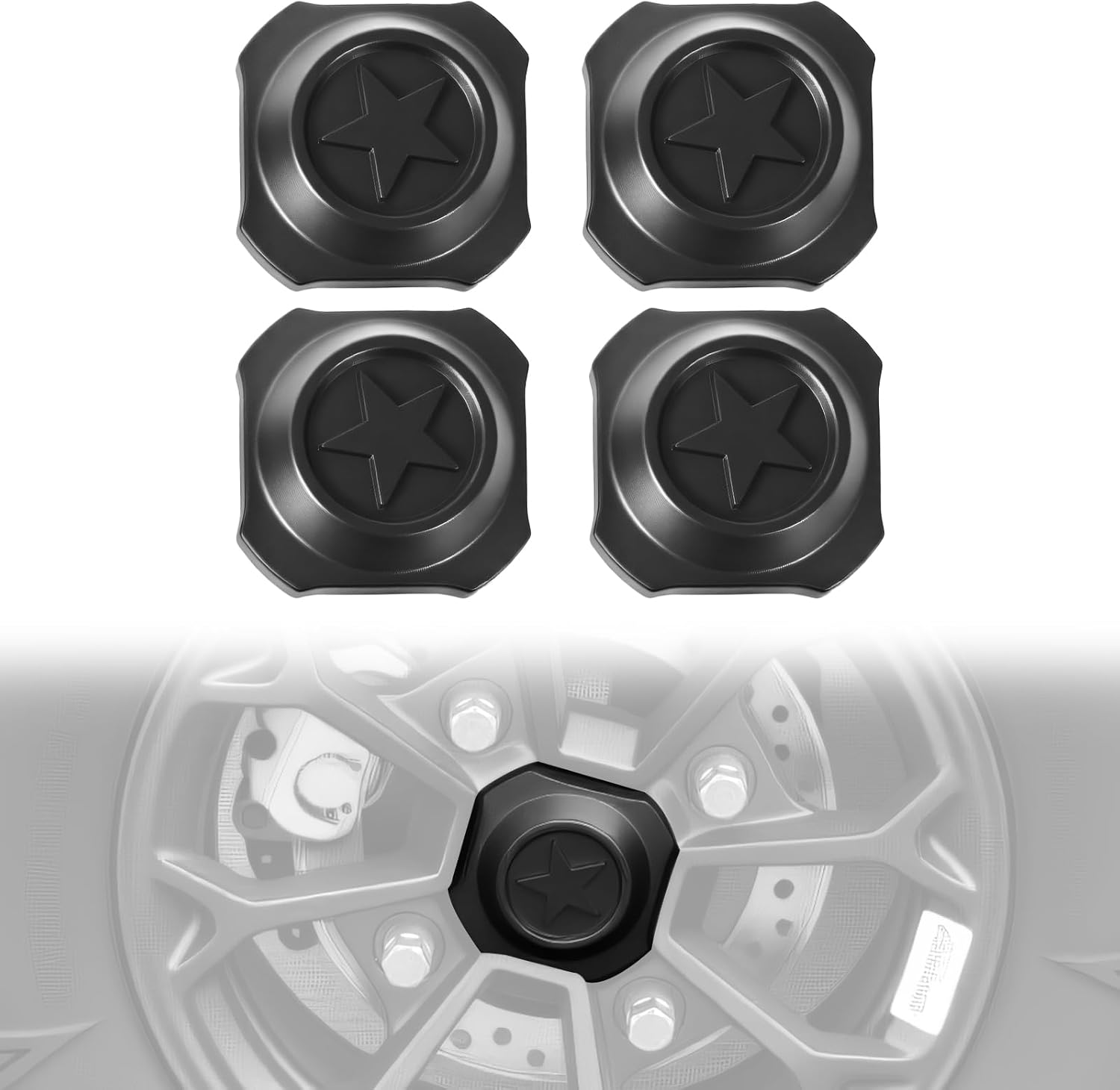 4PCS Wheel Hub Caps for Polaris RZR XP 1000 2024+, Black Dust Tire Wheel Center Hub Cap Covers Tire Rim for Polaris RZR XP4 1000 2024-2025 Accessories