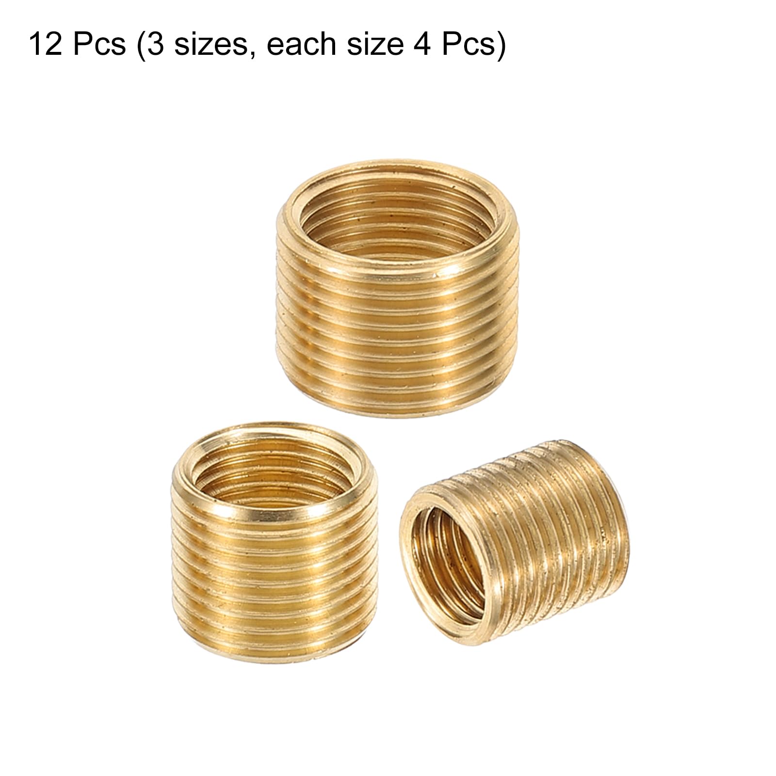 PATIKIL Thread Reducing Nuts Insert, 12pcs Male to Female Fine Thread Adapter Repair Insert Pipe Fitting Screw Sleeve Reducer - Image 3