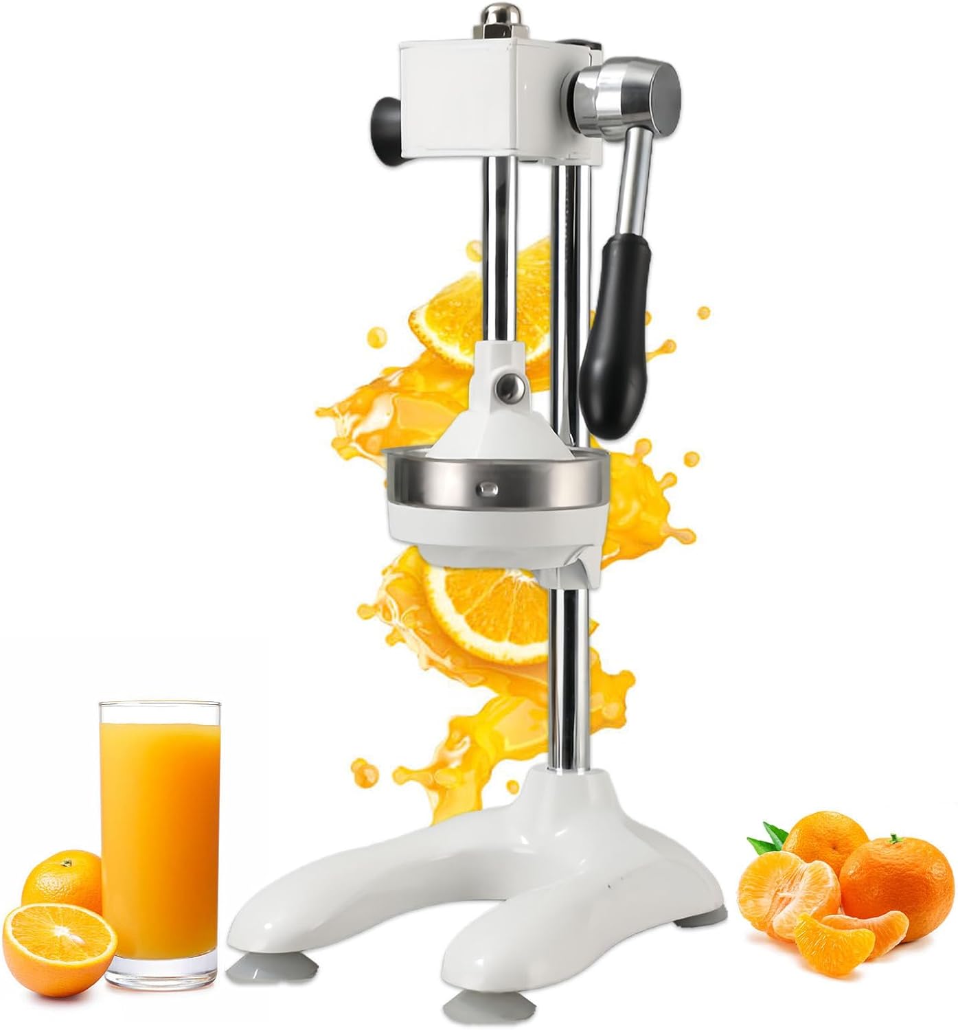 Cast Iron Citrus Juicer, Hand Press Juicer Machine, Hand Press Squeezer, Stainless Steel Crusher, Manual Lemon Press With Large, Easy Juice Extraction Silver