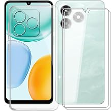 for Honor X5c Plus 6.74" Case + 2 Pack Tempered Glass Screen Protector, Clear Soft Silicone Bumper Shell, Ultra-Thin Anti-Fall Back Cover for - Transparent