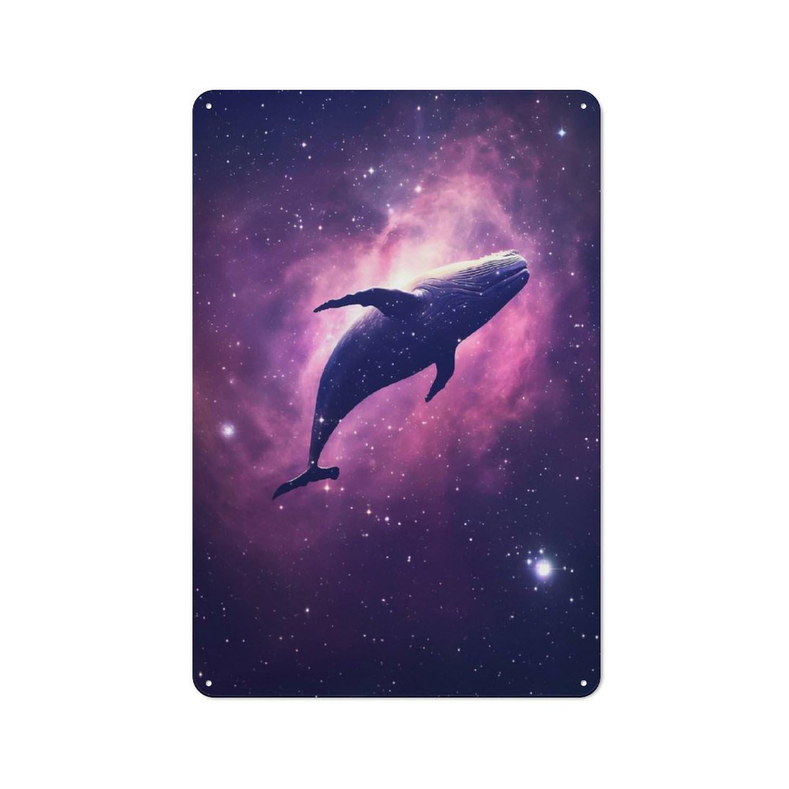 Junmoney Cosmic Galaxy Whale Tin Wall Plaque 30X20cm With For Guest Room Or Hallway, For Hallway Wall Decor Fans
