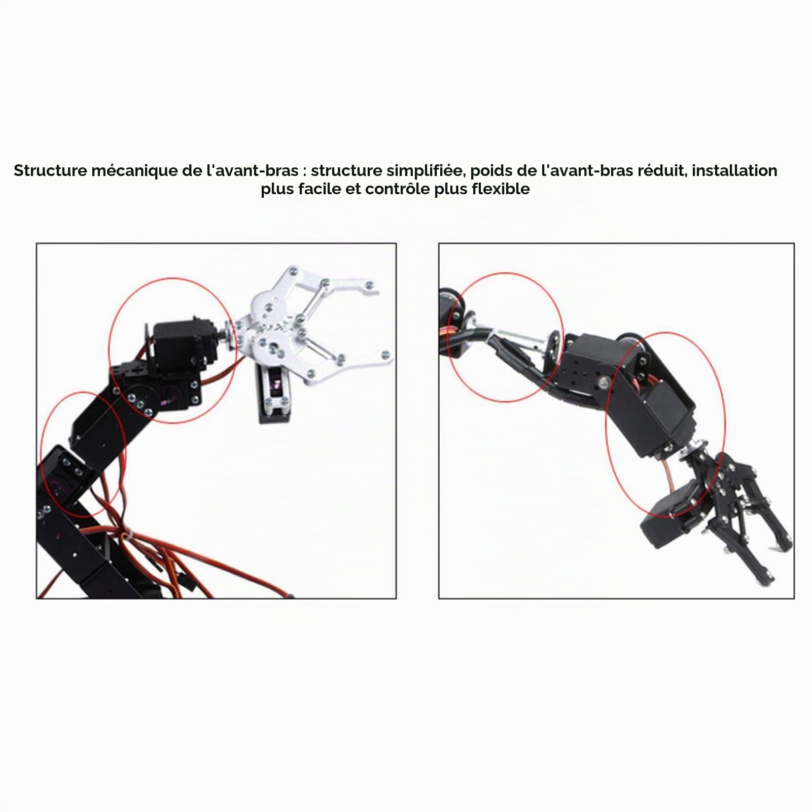 Luqeeg Bras Mécanique, Robotique 6DOF, Full Metal Programmable Kit de Griffe de Serrage, Robot Manipulateur de Bureau, Pièces de Robots Industriels