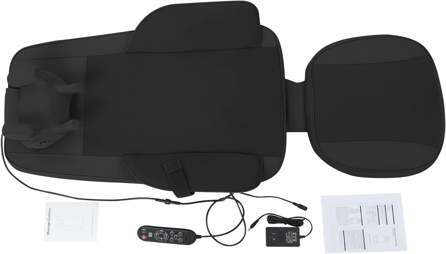 Neck and Back Massager with Heat, 3.94in Adjustable Shiatsu Massage Pillow for Chair 5 Intensity Levels for Shoulder Waist (Black)