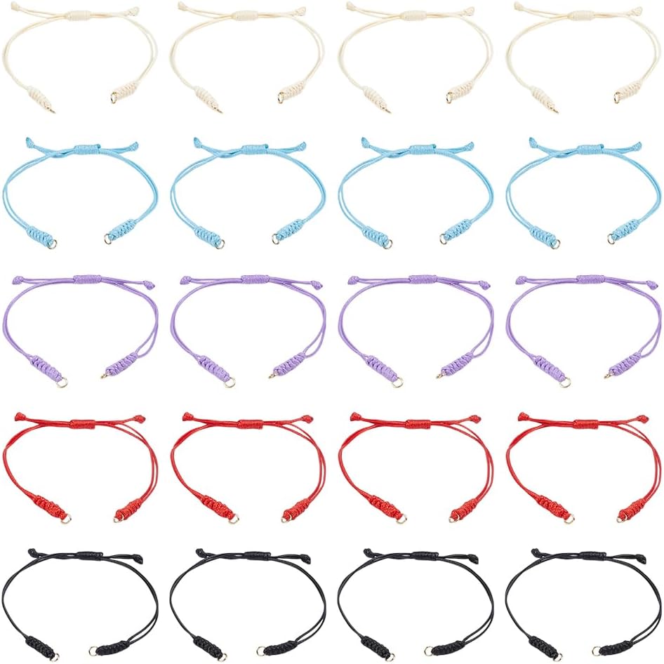 Adjustable Nylon Bracelet Slider Bracelets Kit Twiste Cord Bracelet with 18k Gold Plated for Women DIY Bracelets Making