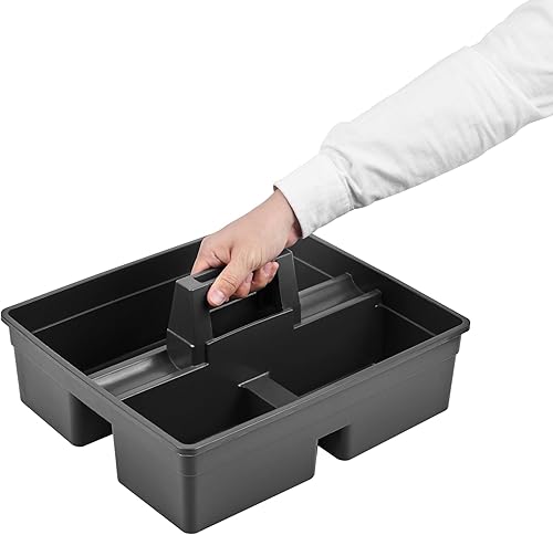 Miniatura 7 de Restaurantware RW Clean - Carrito de limpieza de 15.2 x 13.2 x 6.7 pulgadas, 1 compartimento triple, cesta de limpieza de plástico negro resistente