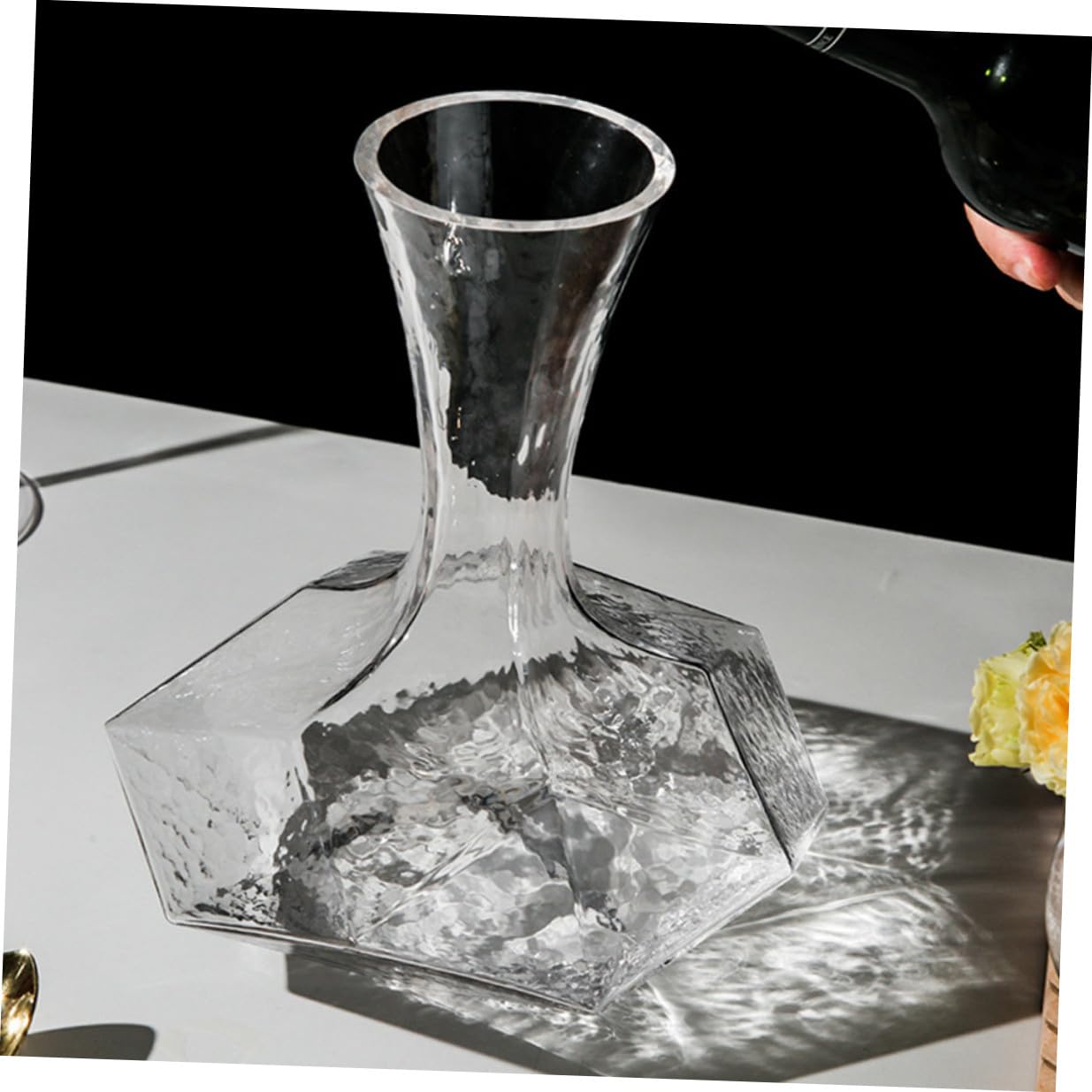 Decanter Vino Geometrico in Vetro Trasparente Design Creativo Elegante e Maneggevole per Casa Ristorante e Bar Facile da Pulire Contenitore Multiuso per Vino Vodka e Whiskey Idea