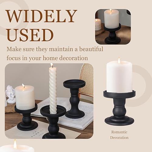 Miniatura 5 de Portavelas de cristal negro, elegante pilar cónico, portavelas decorativo para bodas, eventos formales y centros de mesa (sin velas)