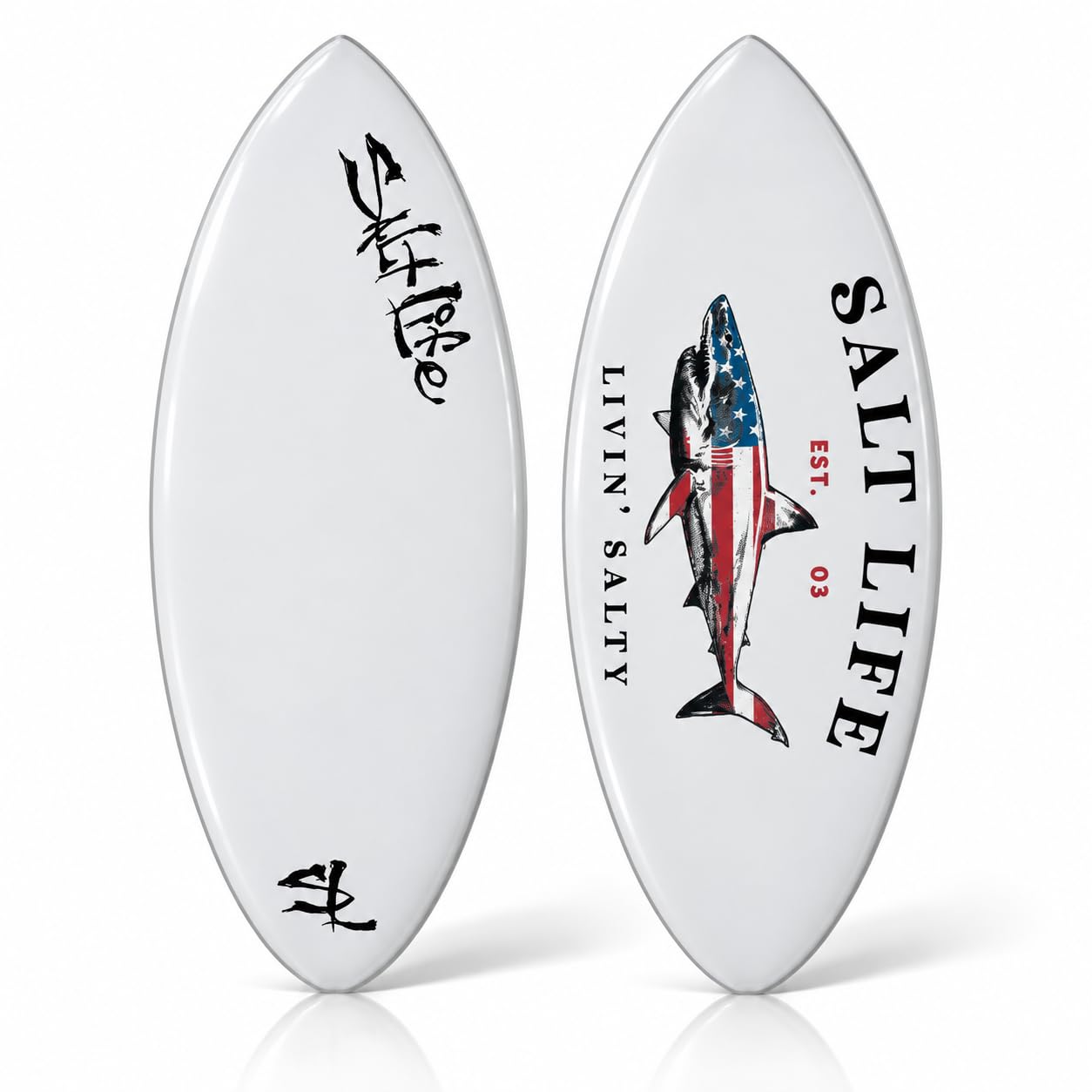 SALT LIFE Fiberglass Compression Skimboard – High-Performance Beach Skim Board for Kids, Teens &amp; Adults – Lightweight Durable Shorebreak – 38, 42, 44, 53 in