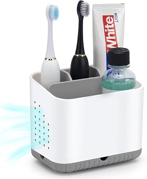 Toothbrush Holder Anti-slip Electric Toothbrush Holder For Bathroom Countertop, 4 Compartments Detachable Toothbrush Caddy With Drainage For Family