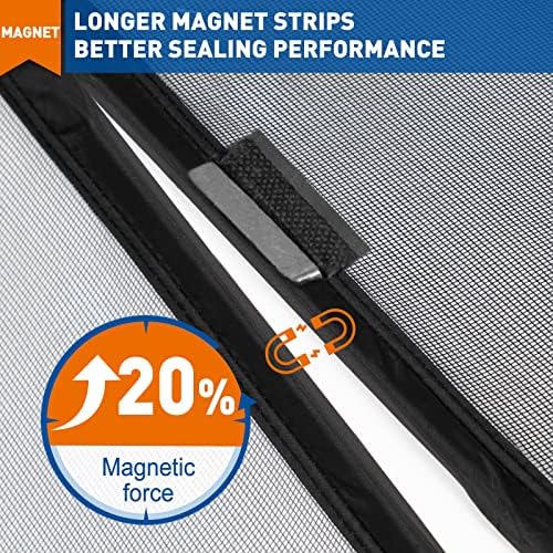 MAGZO Fly Screens for Doors 92 X 212 cm, Sturdy Fiberglass Fly Nets Anti-Mosquito Mesh Tear-Proof Easy Access to Room, Grey