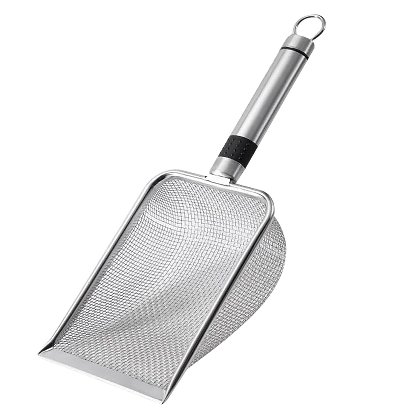 Cat Litter Scoop Stainless Steel Mesh Scooper Long Handle Deep Shovel Non-Stick Coated Metal Litter Scoop for Litter Box Kitten Pooper Lifter