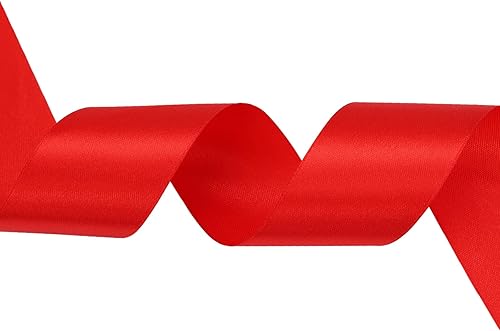 Vista 2 de 1-1/2 inch Red Satin Ribbon 50 Yards Solid Fabric Ribbons Roll for Wedding Invitations, Bridal Bouquets, Sewing, Party Decorations, Gift Wrapping