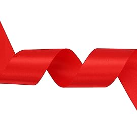 Baocuan 1 inch Red Satin Ribbon 50 Yards Solid Fabric Ribbons Roll for Wedding Invitations, Bridal Bouquets, Sewing, Party Decorations, Gift Wrapping and More