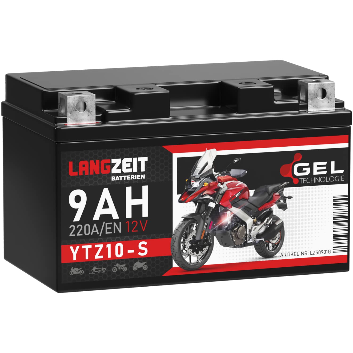 LANGZEIT YTZ10-S batteria moto 9Ah 12V 50901 YTZ10S TTZ10S YTZ10-S GTZ10-S senza manutenzione