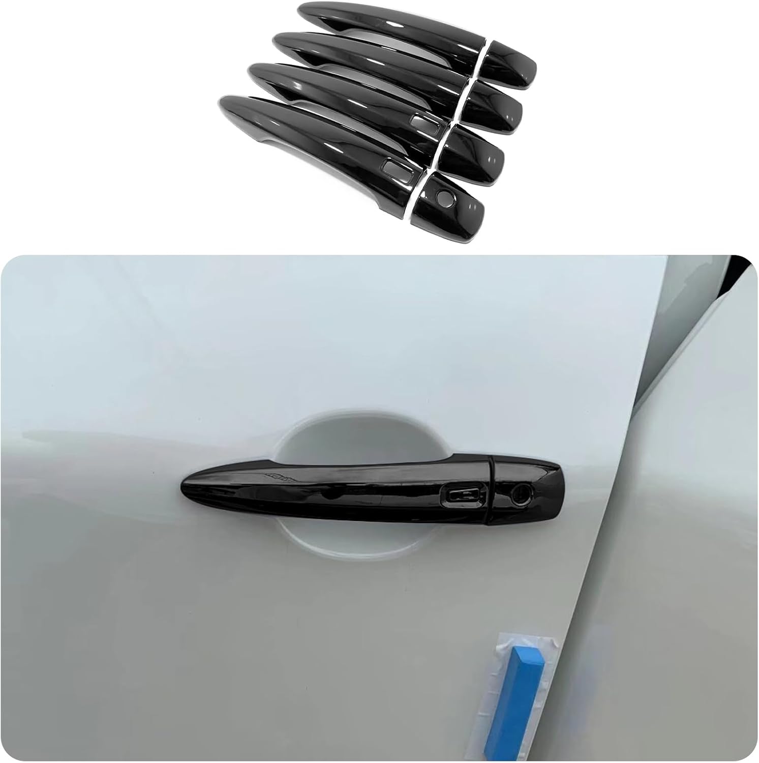 Car Accessories Fit for Nissan 2021 2022 2023 2024 Rogue Door Handle Cover Trims (with Smart Entry Holes：Glossy Black) 8PCS ABS