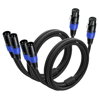 2 Pack XLR Splitter Cable 1.6 FT, 1 Female to 2 Male Patch Y Cable, Balanced Microphone Splitter Cord Audio Adaptor, Used for Microphone, Effector, Mixer, Equelizer, DMX LED, Amplifier, Guitar