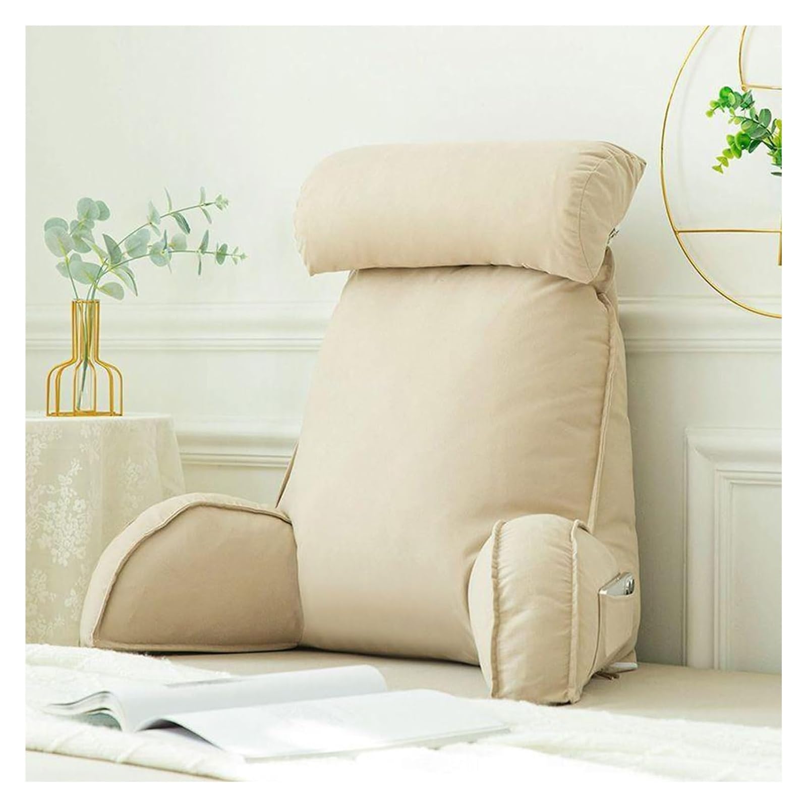 YKMYXZ support pillow， Reading Velvet | Cushion Great For BackRest Lumbar Support | And Durable Bean Bag(Beige)