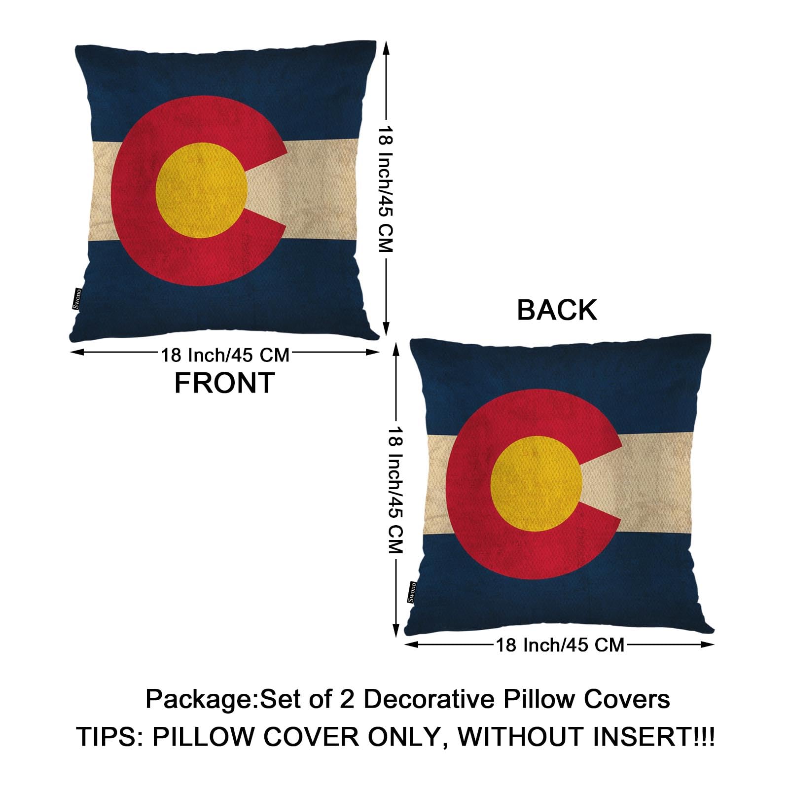 Amazon.co.jp: Swono Colorado Flag 装飾スローピローケース 45.7 cm X