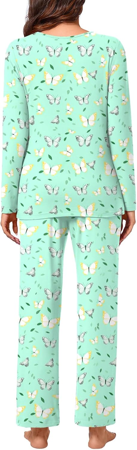 Plus Size Women's Pajamas Sets Long Sleeve Pj Sleepwear Soft Comfy Tops Pants Pockets M-5XL - Image 4